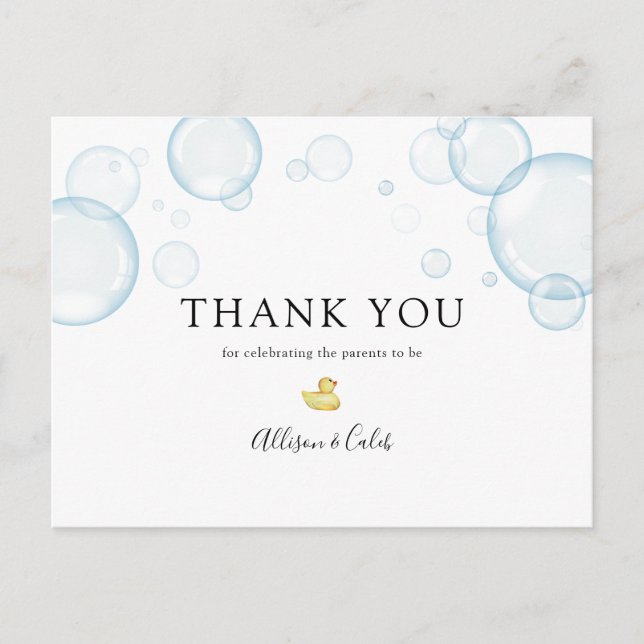 Carte Postale Merci de Baby shower en caoutchouc (Devant)