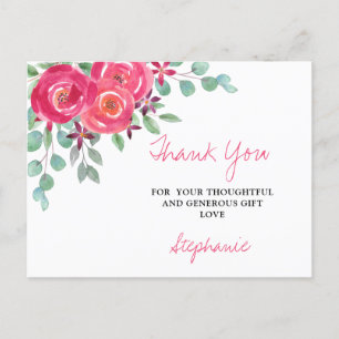 Carte postale Merci de Baby shower floral pour fil