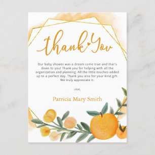 Carte Postale Merci de Baby shower orange Little Cutie