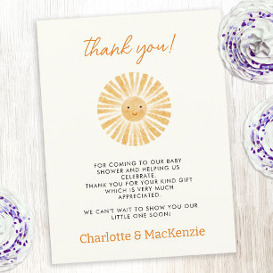 Carte Postale Merci de Baby shower peu soleil