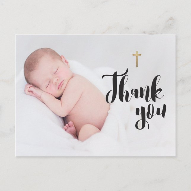 Carte Postale Merci de baptême de bébé personnalisé Photo (Devant)