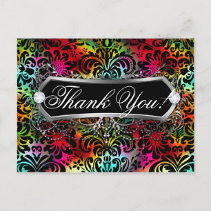 Carte Postale Merci de bijoux Motif fleurie en gras