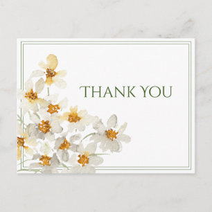 Carte postale Merci de budget d'aquarelle blanc