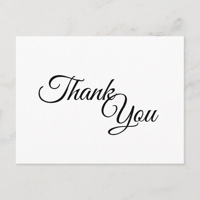 Carte Postale Merci de calligraphie simple noir et blanc (Devant)