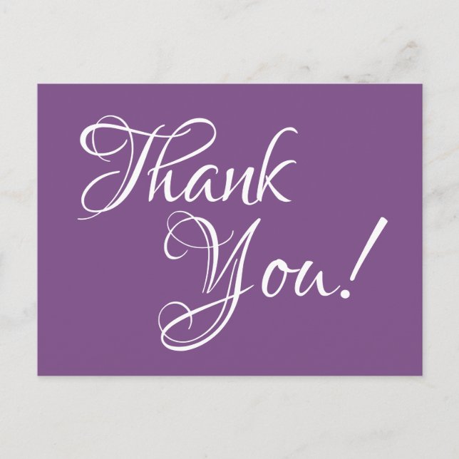 Carte Postale Merci de calligraphie violet et blanc (Devant)