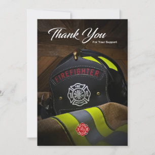 Carte postale Merci de casque de pompier et de ves