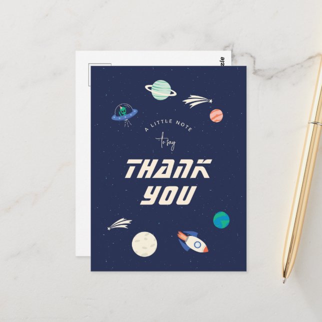 Carte postale Merci de célébration cosmique (Devant/Arrière en situation)