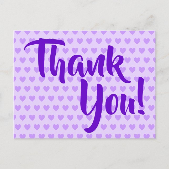 Carte Postale Merci de coeur violet clair (Devant)