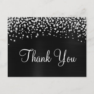 Carte Postale Merci de confetti en diamant noir Satin