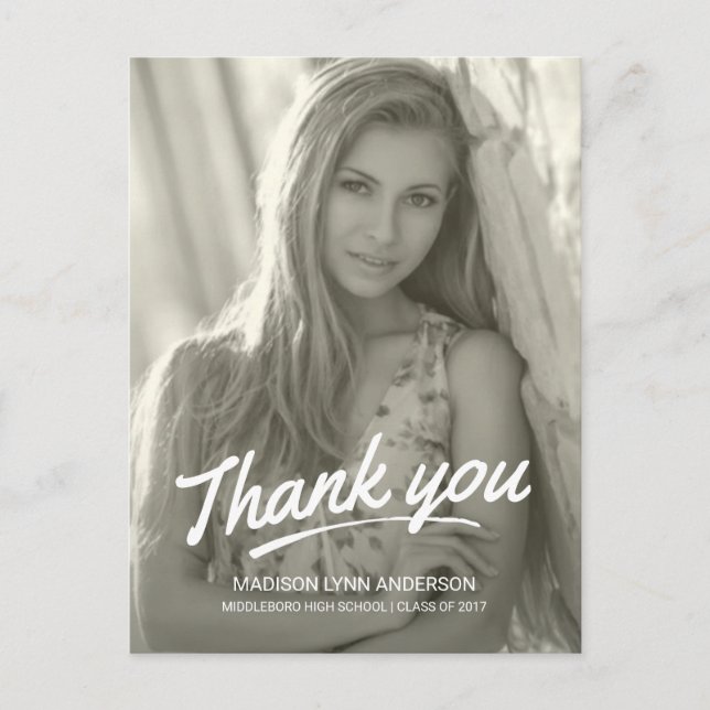 Carte Postale Merci de diplôme Script manuscrit moderne (Devant)