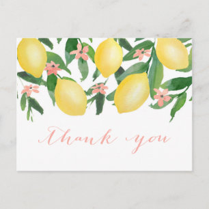 Carte Postale Merci De Douche Avec Citrons Aquarellés