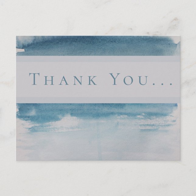 Carte Postale Merci de Faire-part de mariage d'aquarelles bleu (Devant)