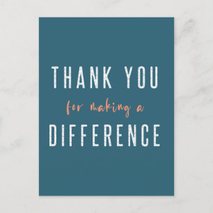 Carte Postale Merci de Faire une Différence Sarcelle Orange