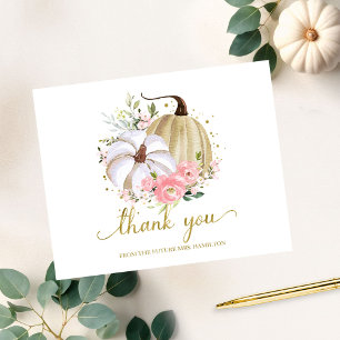 Carte Postale Merci de Fête des mariées d'automne Citrouille flo