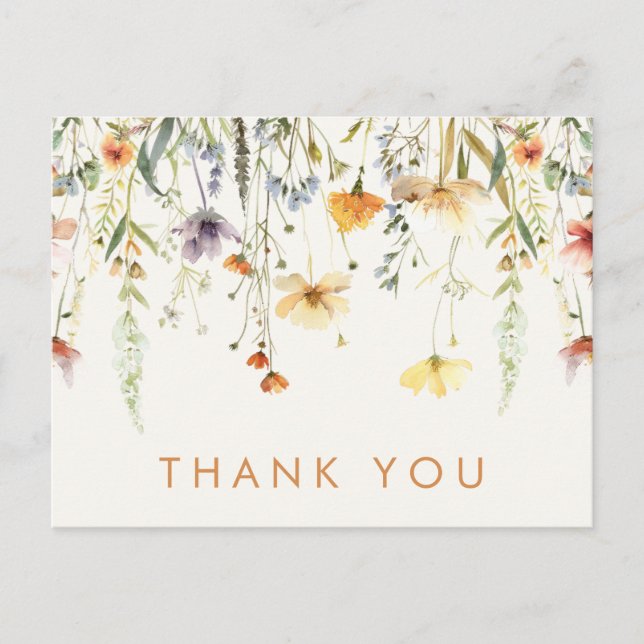 Carte Postale Merci de Fête des mariées Fleur sauvage rustique (Devant)