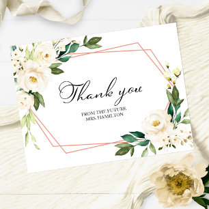 Carte Postale Merci de Fête des mariées géométrique verdoyant