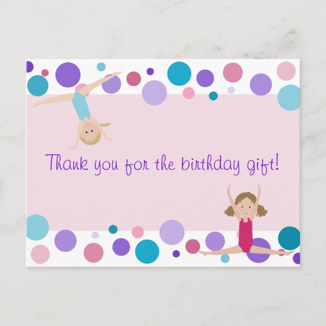 Carte Postale Merci de fête gymnastique en rose, pourpre et aqua (Devant)