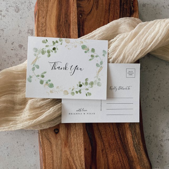 Carte Postale Merci de feuillage d'or Confetti Eucalyptus (Créateur téléchargé)