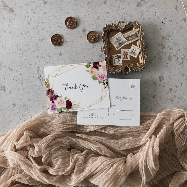 Carte Postale Merci de feuillage floral et botanique rustique (Créateur téléchargé)