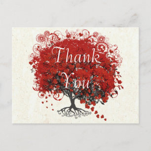 Carte Postale Merci de feuille de coeur rouge