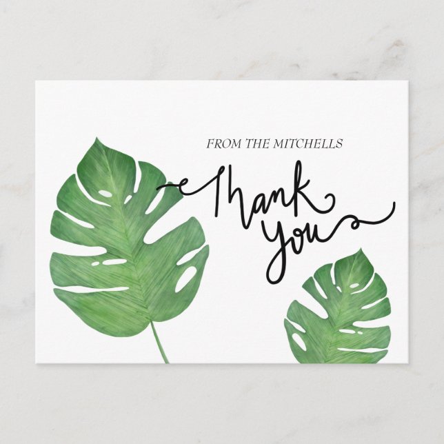 Carte Postale Merci de feuilles de palme tropicale botanique mod (Devant)