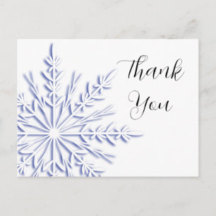 Carte Postale Merci de flocon de neige bleu et blanc