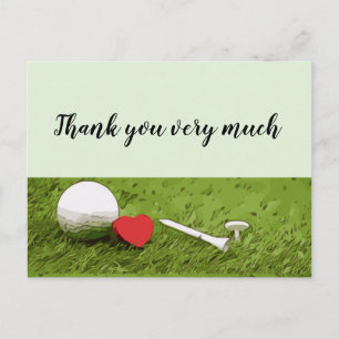 Carte Postale Merci de golf avec amour sur herbe verte