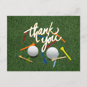 Carte Postale Merci de golf avec balle de golf et tee - shirts e