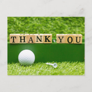 Carte Postale Merci de golf mot en bois sur herbe verte