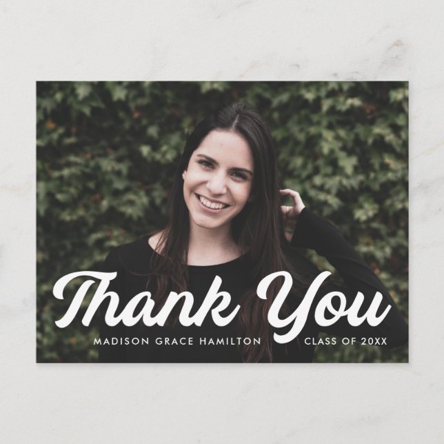 Carte Postale Merci de graduation de la photo de script en gras (Devant)