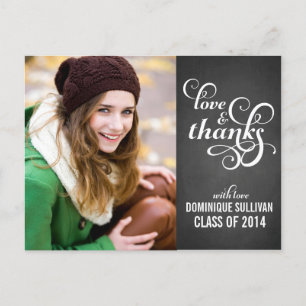 Carte postale Merci de graduation de script chic d