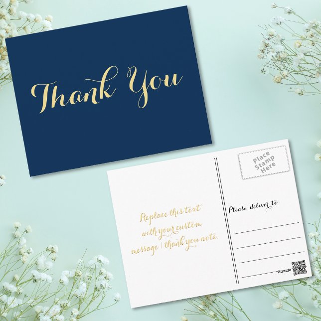 Carte Postale Merci de graduation de script élégant personnalisé (Personalized Elegant Script Graduation Thank You Postcard)