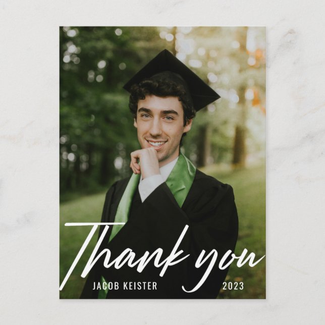 Carte Postale Merci de graduation photo de script moderne (Devant)