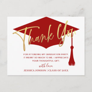 Carte Postale Merci de graduation rouge minimaliste moderne