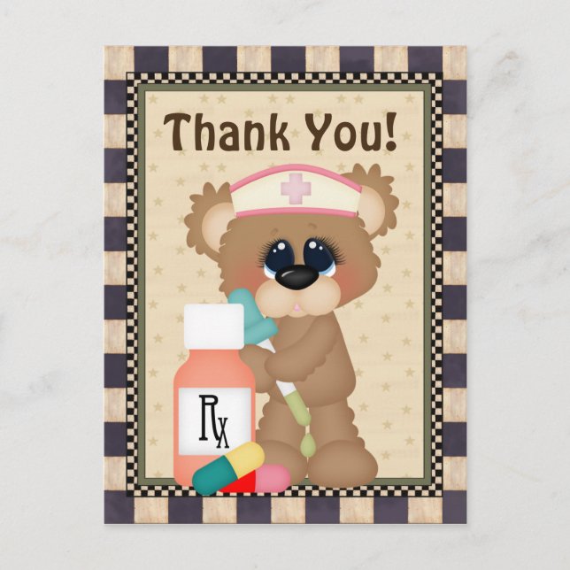 Carte postale Merci de l'ours infirmière (Devant)