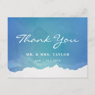 Carte postale Merci de mariage Blue Watercolor Bea
