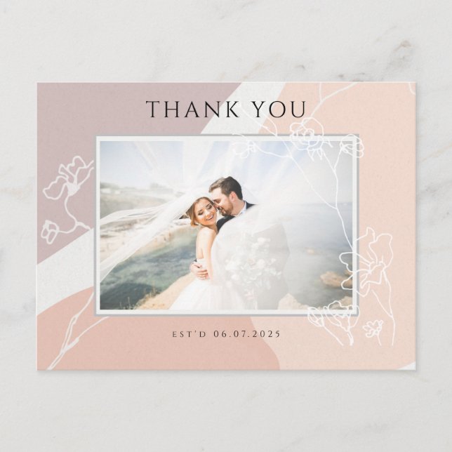 Carte Postale Merci de Mariage botanique moderne de brindilles (Devant)