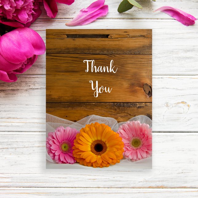 Carte Postale Merci de Mariage campagnard Daisy Trio (Créateur téléchargé)