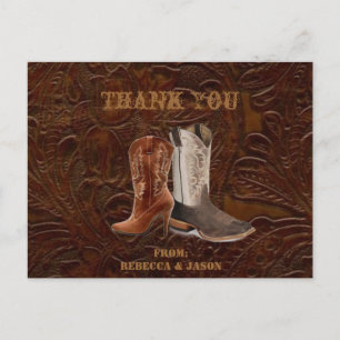 Carte Postale Merci de mariage campagnard de cowboy brun vintage