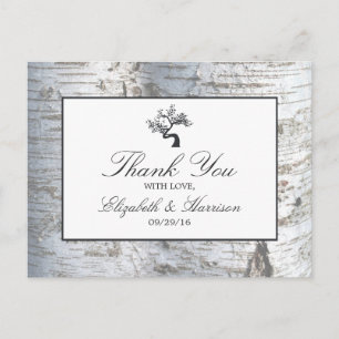 Carte Postale Merci de Mariage de bouleau argenté rustique