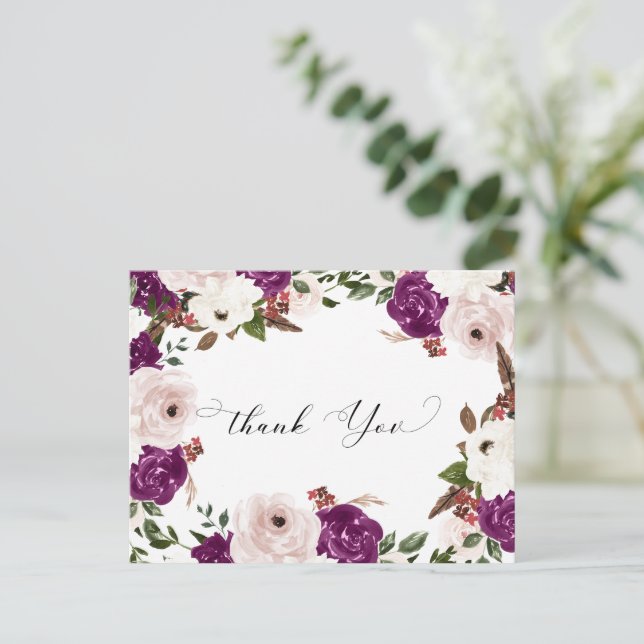 Carte Postale Merci de Mariage de couleur violet rose (Debout devant)