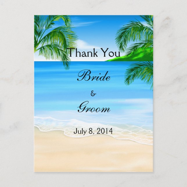 Carte Postale Merci de mariage de plage des Eaux tropicales (Devant)