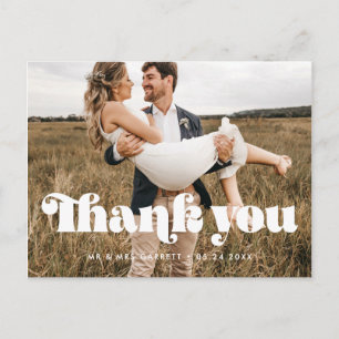 Carte Postale Merci de Mariage de script vintage rétroactif
