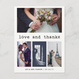 Carte Postale Merci de Mariage de texte de machine simple   4 Ph
