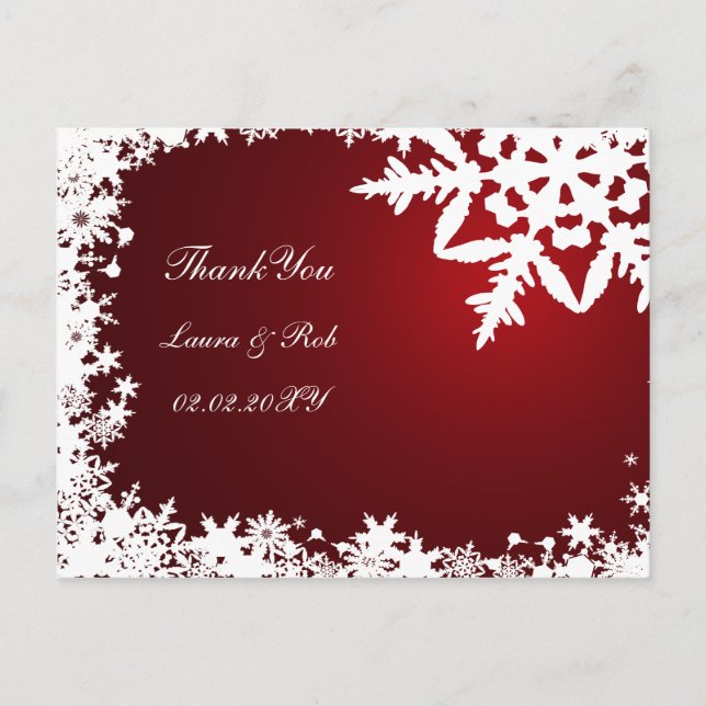 Carte Postale Merci de mariage d'hiver rouge (Devant)