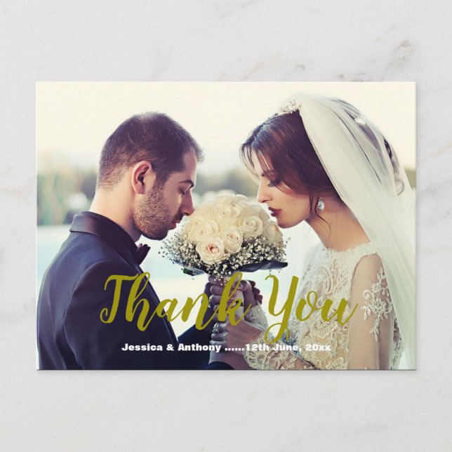 Carte postale "Merci" de mariage personnalisée (Devant)