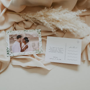 Carte Postale Merci de Mariage photo en or Whimsical Green