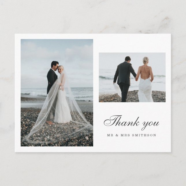 Carte Postale Merci de Mariage photo minimal (Devant)