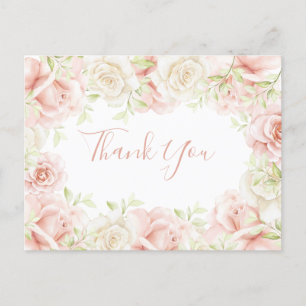 Carte Postale Merci de mariage rose flou élégant