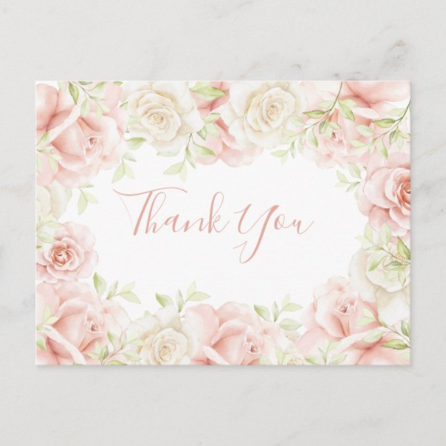 Carte Postale Merci de mariage rose flou élégant (Devant)